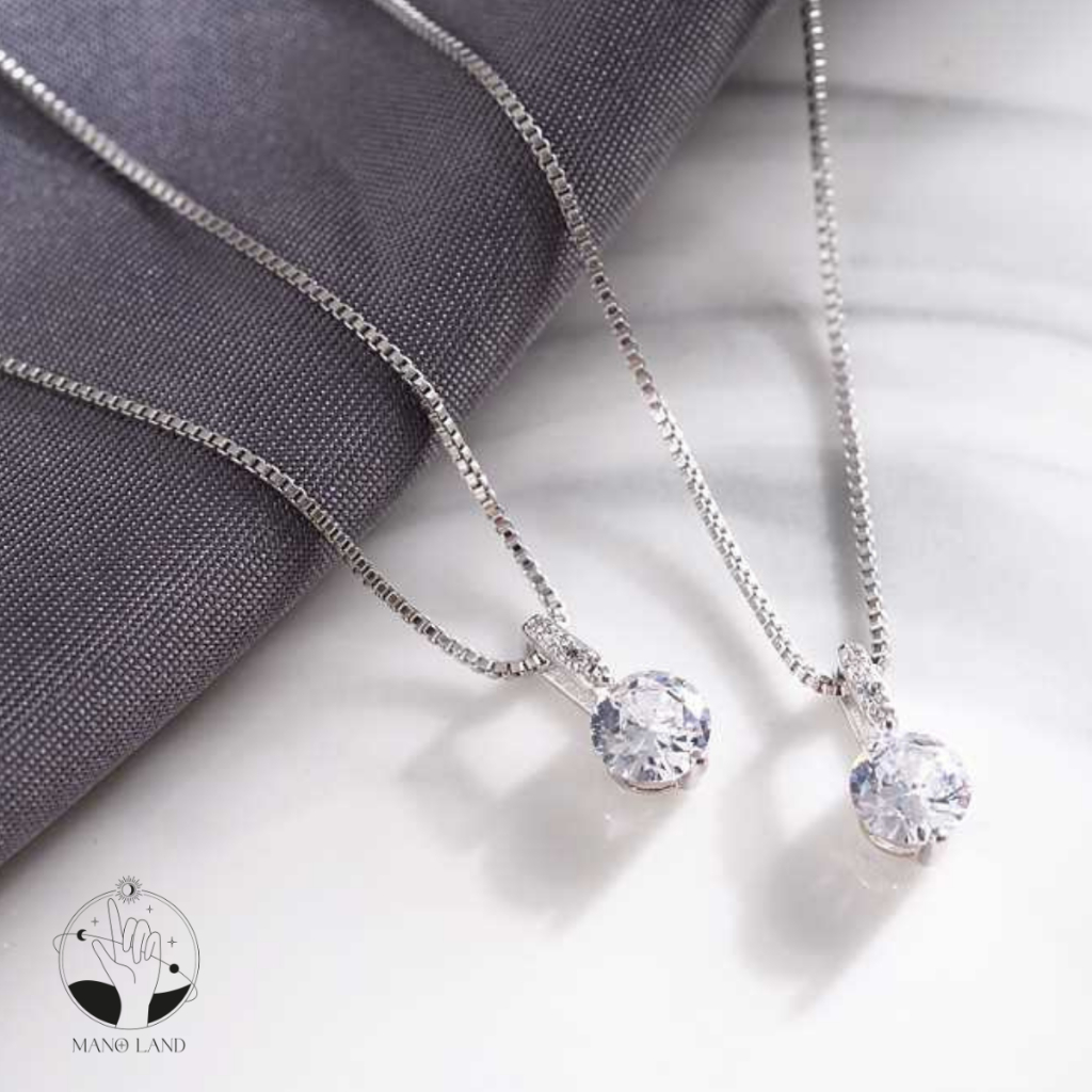 MNL💗CLASSY KEY สร้อยคอจี้เพชรกลม สไตล์เกาหลี ผู้หญิง เครื่องประดับแฟชั่น มินิมอล ออกงาน ของขวัญ ครบรอบ หมั้น งานแต่ง