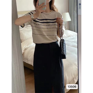 เสื้อยืดแฟชั่นผู้หญิง เสื้อยืดลายทาง ใส่สบาย#13506