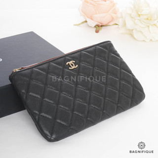 CHANEL O-CASE 8_ BLACK BERGUNDY CAVIAR GHW