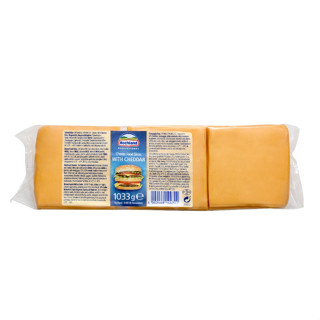 โฮคแลนด์ เชดด้าชีส แบบแผ่นสีเหลือง (84แผ่น) 1กก. - Cheddar Cheese Yellow (84 Sheets) 1KG Hochland brand