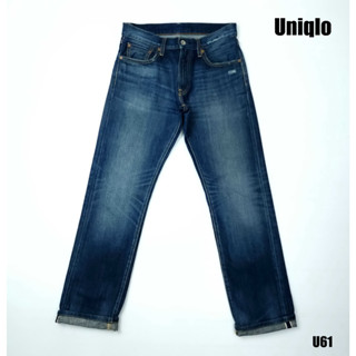 ยีนส์ริมแดง Selvedge Uniqlo เอว 31 ผ้าด้านเฟดสนิม ขากระบอกเล็ก