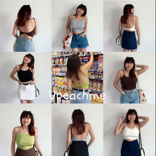 upeachme(C1,2,3) Swing Tank [อก24-40] เสื้อสายเดี่ยวไขว้หลังมีฟองน้ำในตัว เสื้อสายเดี่ยวเว้าหลังสีพื้น บราครอปไขว้หลัง