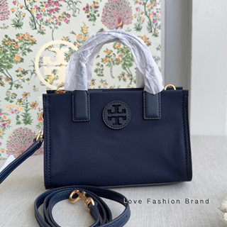 👑ผ่อน0%~แท้100%👑 สีน้ำเงิน กระเป๋าสะพาย Tory burch Ella nylon Mini Tote Bag Style Number 146437