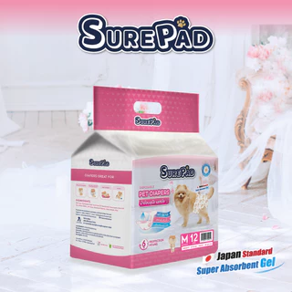 SurePad Pet Diapers ผ้าอ้อมสุนัข ฝึกขับถ่าย สำหรับสุนัขเพศเมีย ใส่สบายสวมง่ายทุกสายพันธุ์ มี 5 ไซส์