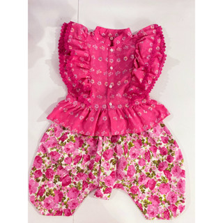 ชุดไทยเด็ก เสื้อปีกหงส์+โจงกระเบนลายกุหลาบ ราคาทั้งชุด