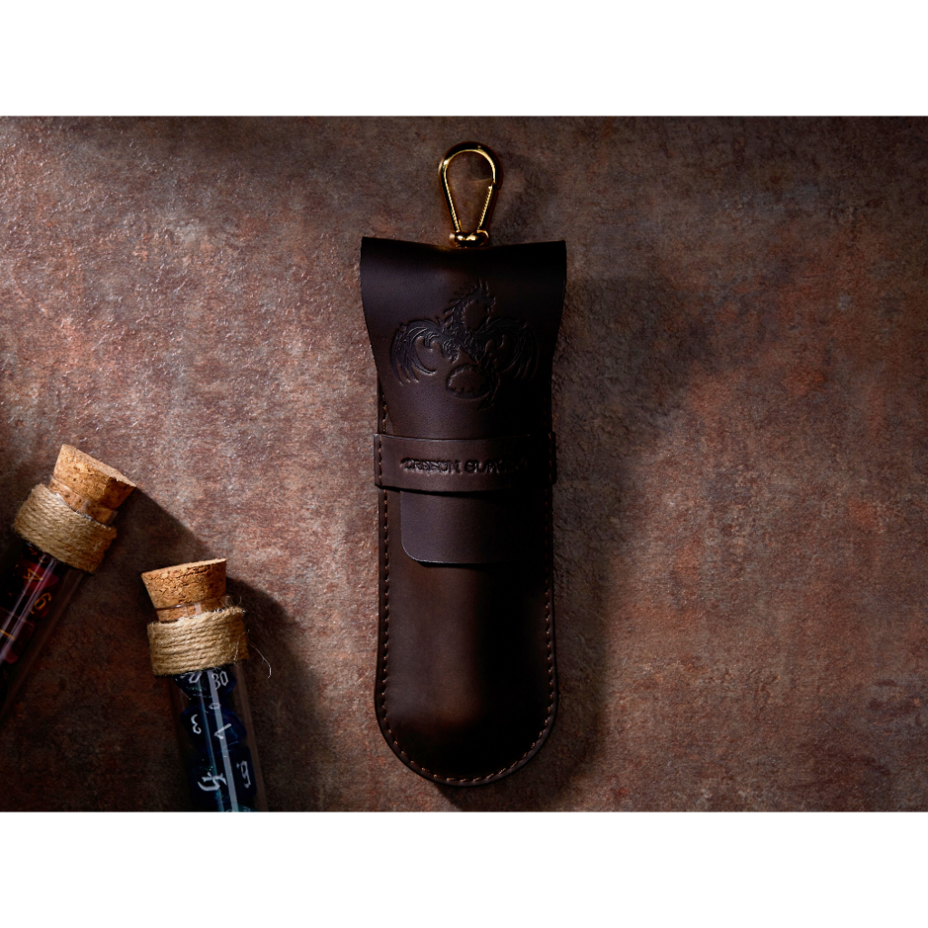 Elder Dragon RPG Single Potion Bag | Small Dice Bag | Brown Leather Bag With Dice Potion Flask Set |