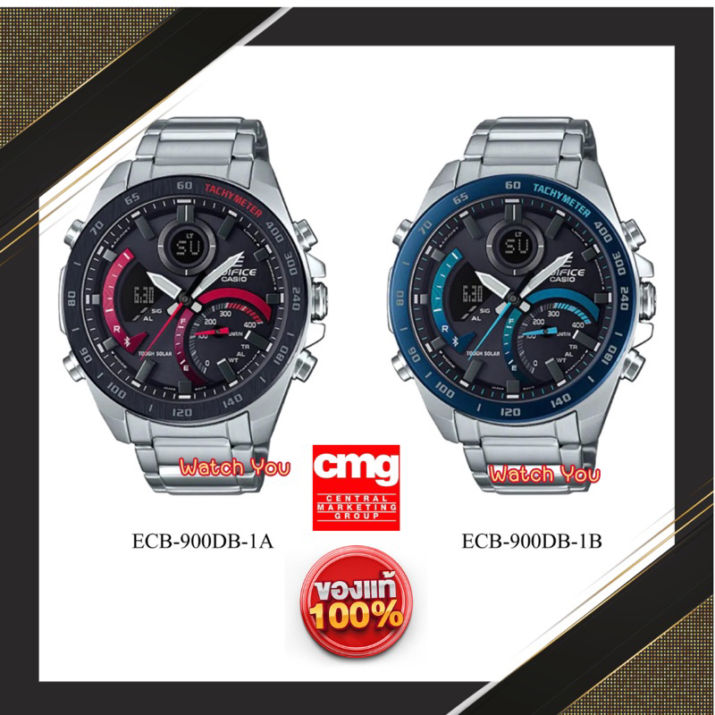 Casio EDIFICE / นาฬิกาข้อมือผู้ชาย  Bluetooth+Solar ECB-900DB-1A ดำแดง ECB-900DB-1B ดำน้ำเงิน  ECB-800D-1A ดำน้ำเงิน