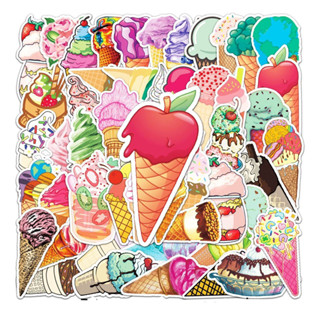 Waterproof Sticker‪(⸝⸝› з ‹⸝⸝)‬♡ Ice cream 🍦  アイスクリーム　สติกเกอร์ไดคัท 𝙿𝚅𝙲 กันน้ำ  50 PCS ไอสครีม  ติดรถ เคส โน๊ตบุ๊ค