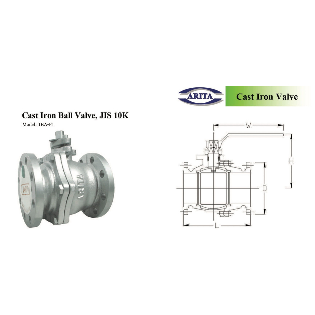 ARITA Ball Valve Cast Iron PTFE 10K 1/2"-3"