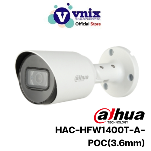 HAC-HFW1400T-A-POC(3.6mm) กล้องวงจรปิด Dahua 4MP HDCVI POC IR Bullet Analog Camera by Vnix Group
