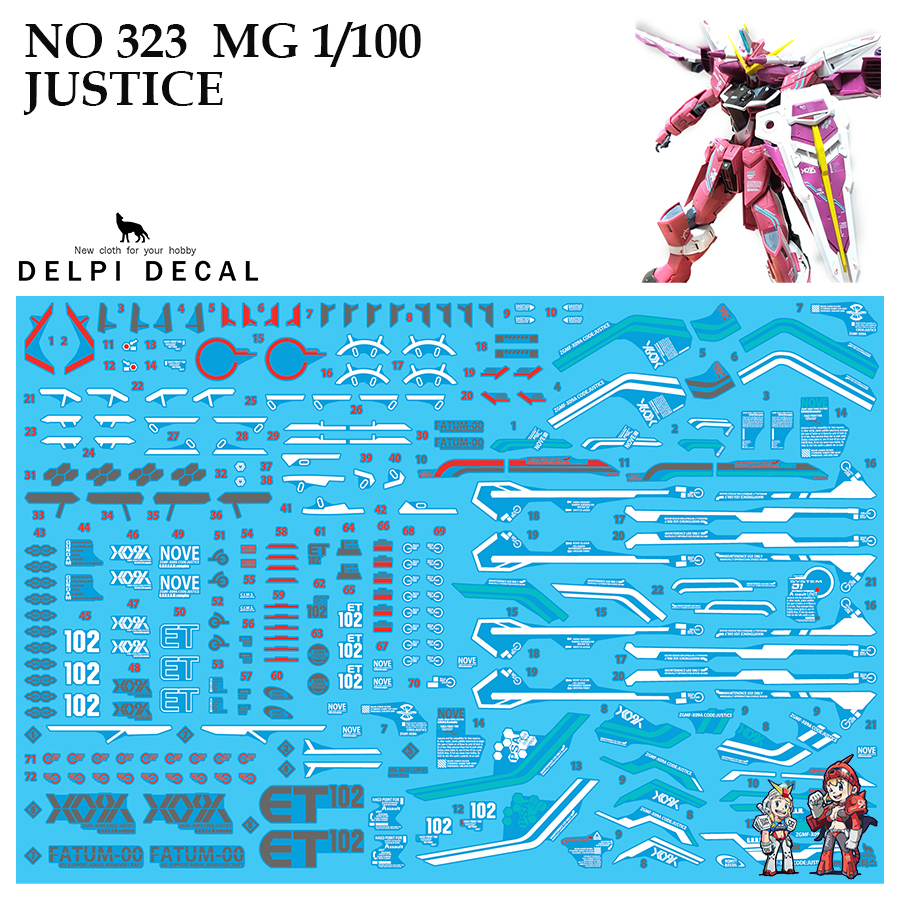 ดีคอลน้ำ [DELPI] 323 323H / 323N MG JUSTICE GUNDAM 1/100 Water Decal 323