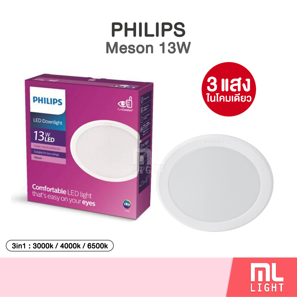 Philips LED Downlight 13W โคมไฟ ดาวน์ไลท์ 5นิ้ว 13วัตต์ Panel LED 3แสงในโคมเดียว รุ่น MESON SceneSwitch