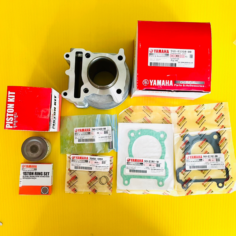 เสื้อสูบเกรดA+ลูกสูบชุด+ปะเก็นแท้ MIO,FINO (คาร์บู) แท้ STD 5VV-E1310-00