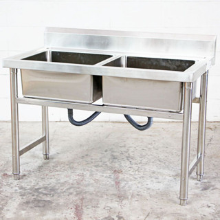 Stainless Steel Double Bowl Sink ซิ้งค์สแตนเลส 2 หลุม 60x120x80cm เกรด 201 RT05237