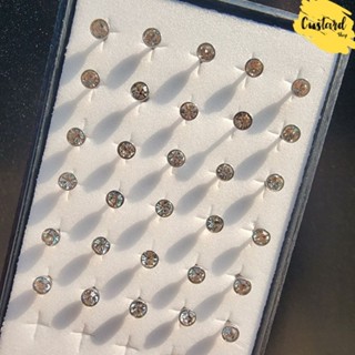 จิวจมูกเพชรcz จิวจมูกกลมเพชร เงิน925 แท้ nose stud