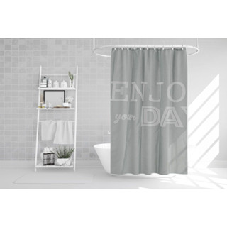 Shower curtain ผ้าม่านห้องน้ำ PEVA ม่านห้องน้ำโรงแรม รีสอร์ท ลาย Enjoy สีเทา 180x200cm S191101-1DGL