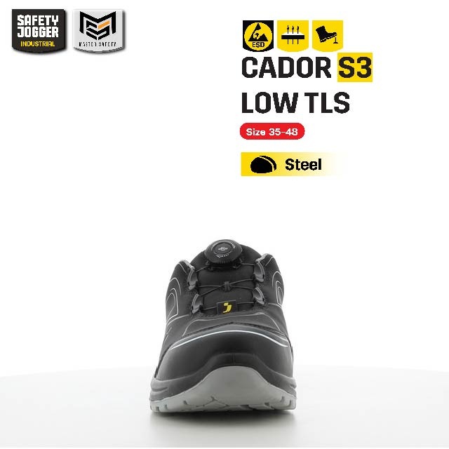[ของแท้พร้อมส่ง] Safety Jogger รุ่น CADOR S3 LOW TLS รองเท้าเซฟตี้หุ้มส้นที่ไม่มีเชือก มาตราฐาน S3P หัวเหล็ก พื้นเหล็ก