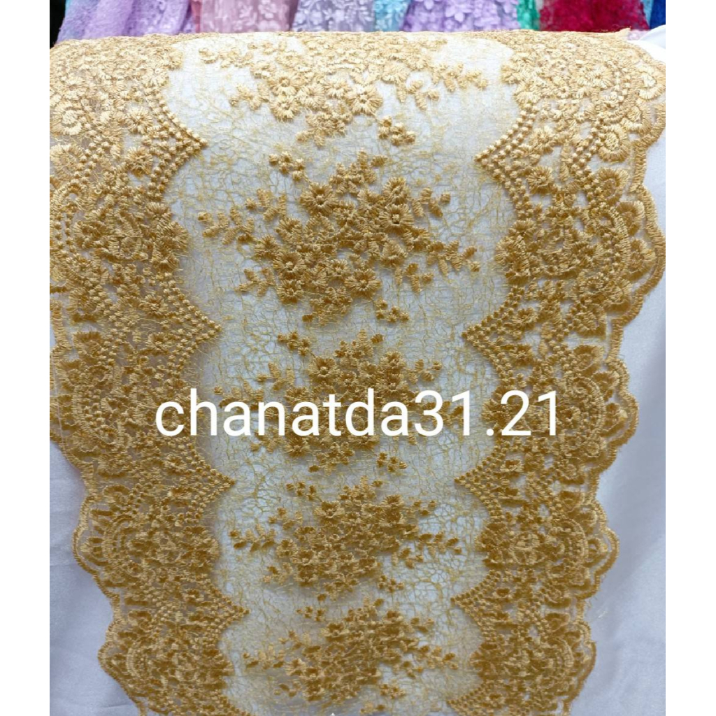 สไบลายฉลุลูกไม้ สไบกรองเจ้าสาวชุดไทยเข้าใหม่ลายสวยมาก ความยาว2.5-3เมตรหน้างกว้าง14นิ้ว