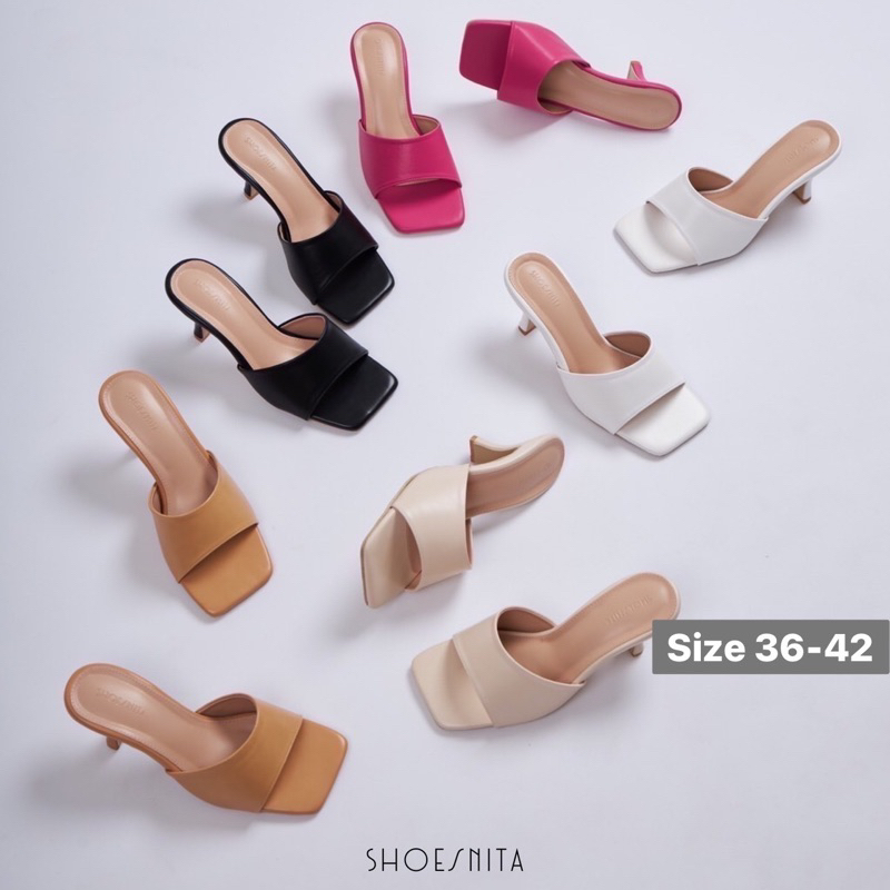 รองเท้าส้นสูง หัวตัด สูง 2.5นิ้ว แบบสวม สุดแซ่บ SHOESNITA พร้อมส่ง