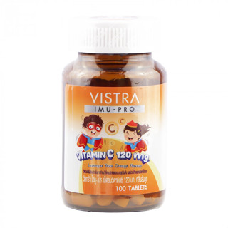 วิตามินซีเด็กอม VISTRA IMU - PRO Vitamin C 120 mg. วิสตร้า ไอมู-โปร เม็ดอมวิตามินซี 120 มก. กลิ่นส้มยูซุ