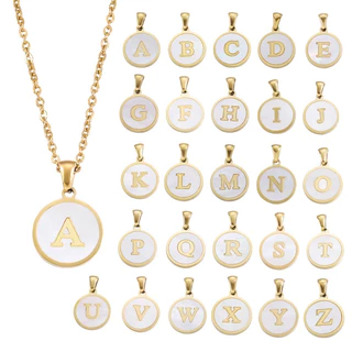 📌พร้อมส่งในไทย📌 เครื่องประดับ สร้อยตัวอักษรA-Z สร้อยคอคู่รัก วงกลม สร้อยสีทอง NF2