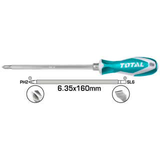 Total ไขควงสลับ(แบน-แฉก)ปลายแม่เหล็ก รุ่น THT250206 THT250216 THT250226 ( 2 in 1 Screwdriver Set )