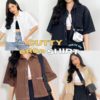 〰 Cutty Crop 〰 เสื้อครอปเดินด้าย Oversize เสื้อเชิ้ตแขนสั้น shirt