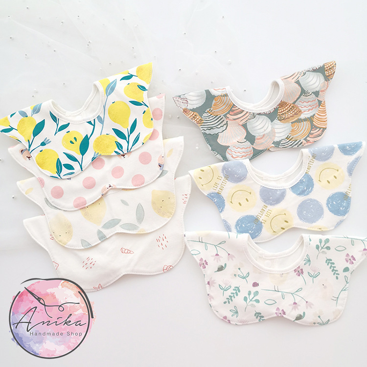 [พร้อมส่ง] ปักชื่อได้ ผ้ากันเปื้อน ผ้าซับน้ำลาย พิมพ์ลายน่ารัก แรกเกิด-6เดือน