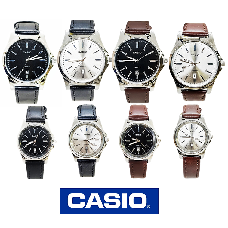 นาฬิกาข้อมือcasio สายหนังสีน้ำตาล/ดำ มีวันที่ นาฬิกาcasioผู้หญิงและผู้ชาย นาฬิกาคู่รัก คาสิโอ้สายหนัง RC640