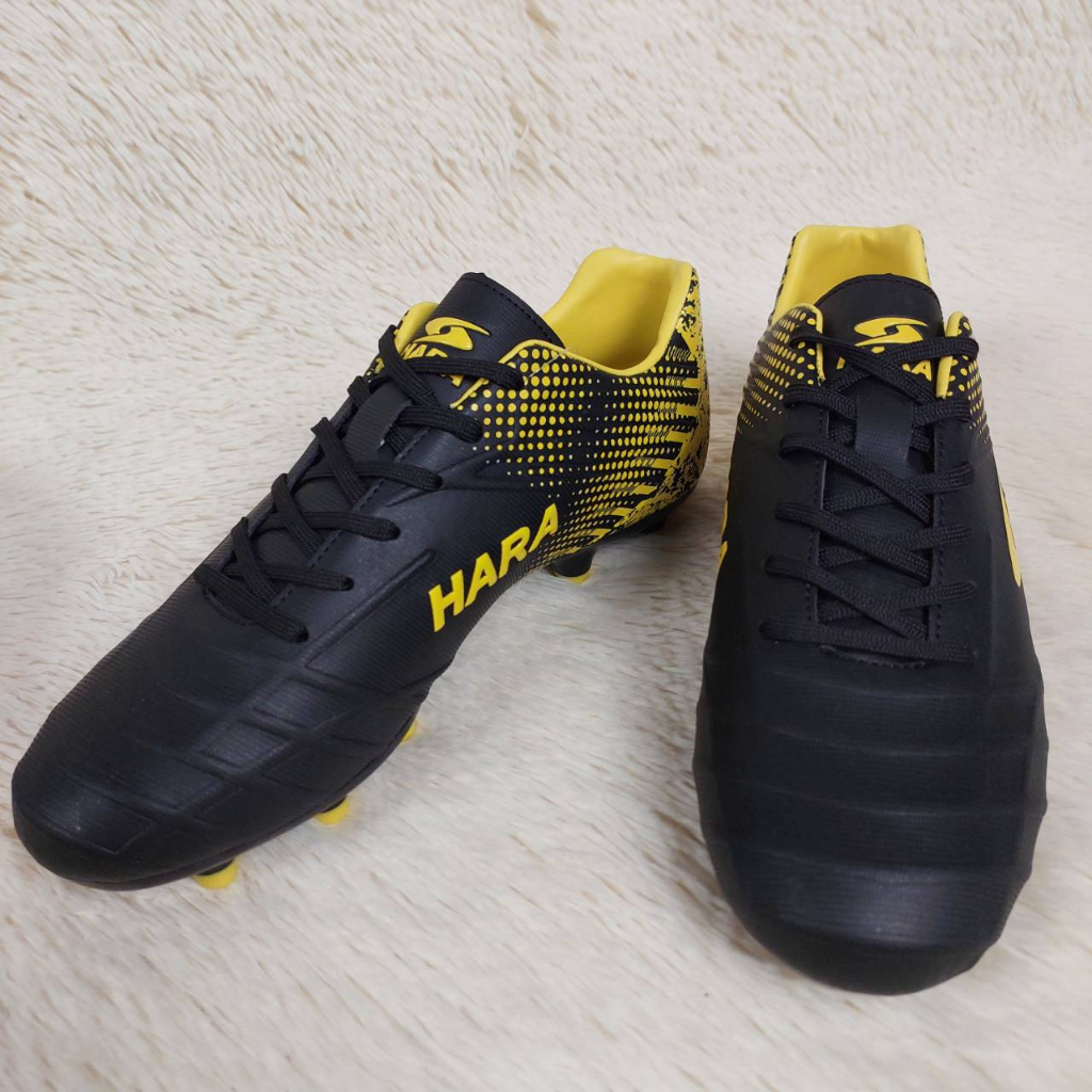 รองเท้าสตั๊ด ฮาร่า (HARA) รองเท้าฟุตบอล HARA สีดำ/เหลือง (H12)