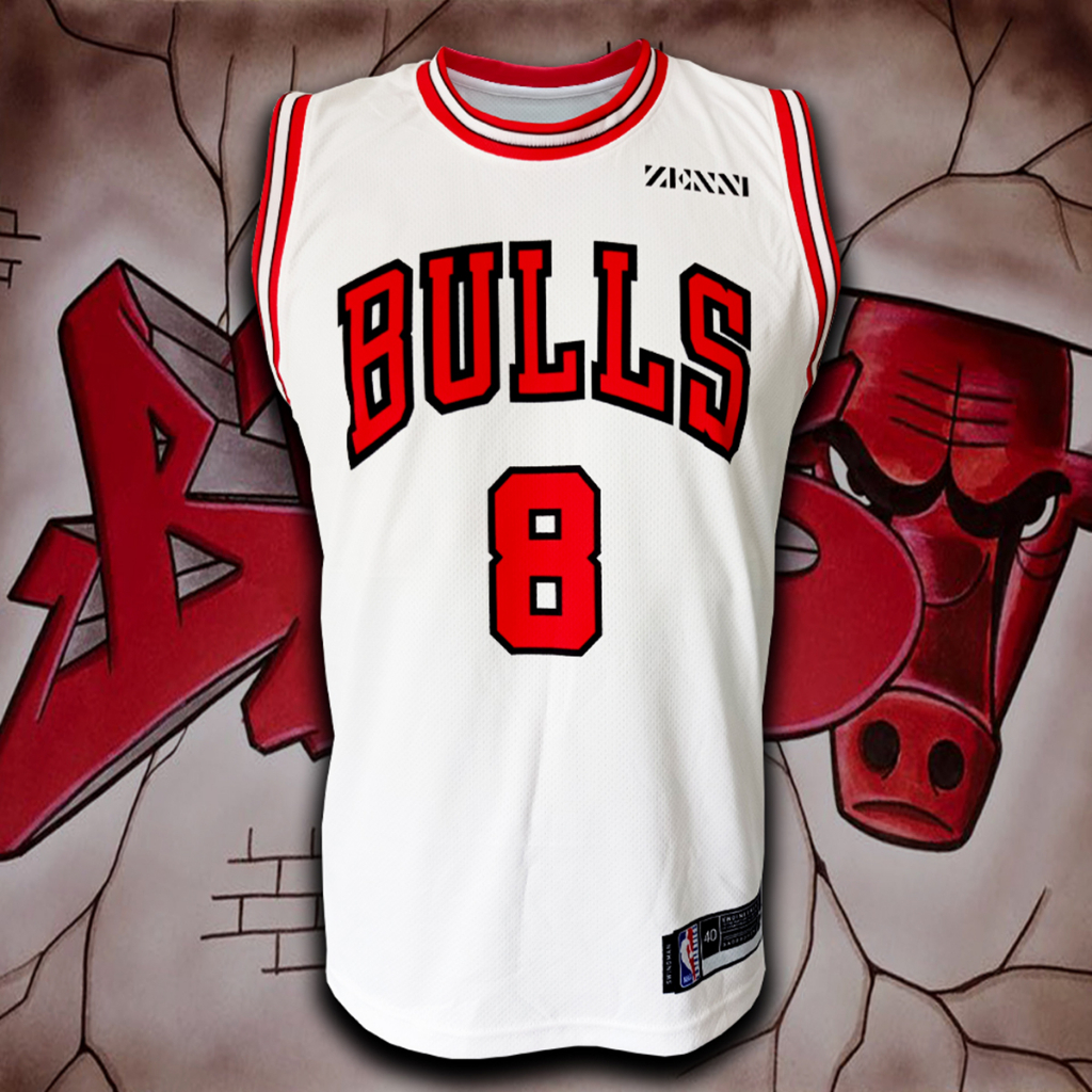 เสื้อบาส เสื้อบาสเกตบอล NBA Chicago Bulls เสื้อทีม ชิคาโก้ บูลส์ #BK0013 รุ่น Association Zach LaVine#8 ไซส์ S-5XL