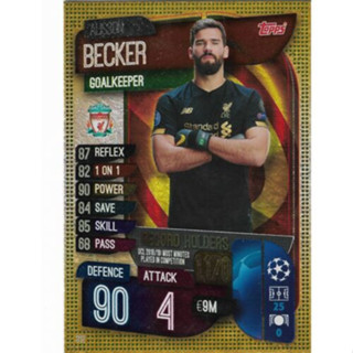 Alisson Becker (Liverpool) 312.  UCL Record Holders - Match Attax 2019/20 Champions League