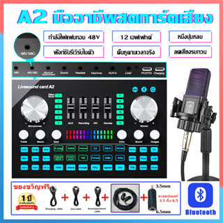 【จัดส่ง 24H】การ์ดเสียง Audio Interface อุปกรณ์ควบคุมเสียง มีเอฟเฟคในตัว สำหรับไลฟ์สดและร้องเพลง Sound Cards