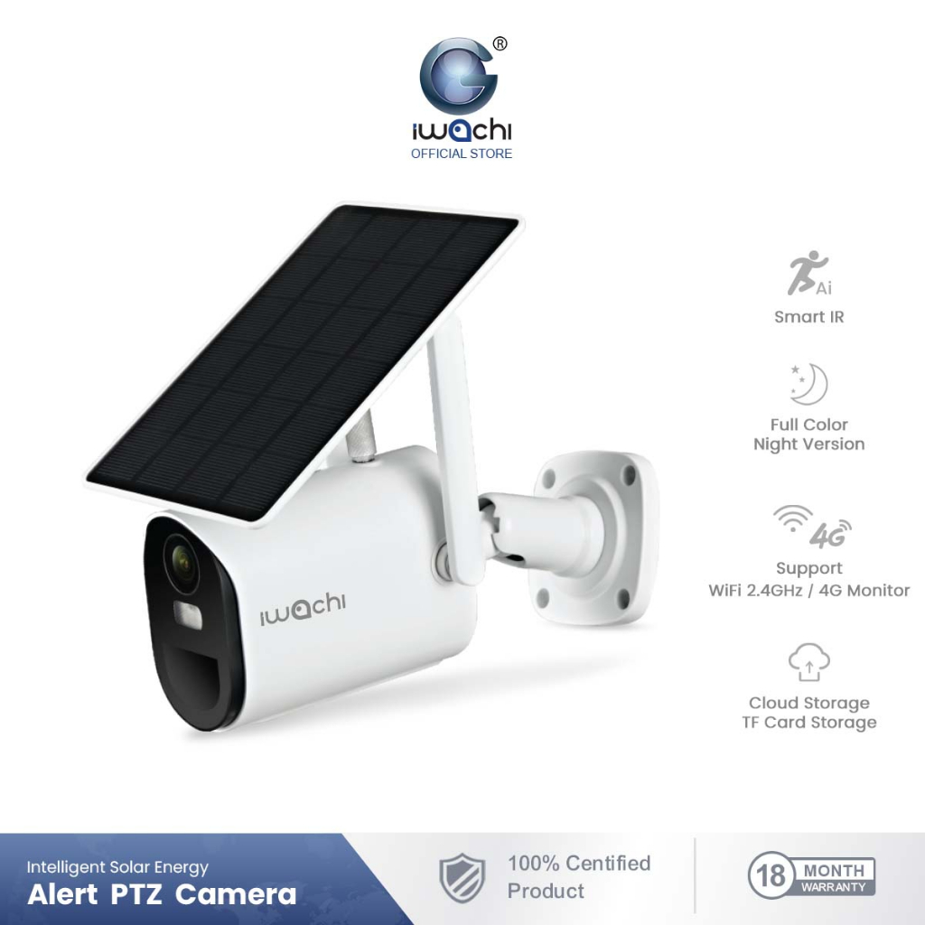 IWACHI กล้องวงจรปิด โซล่าเซลล์ รุ่น B01 Wifi/4G  ประหยัดพลังงาน กันแดด กันฝน ควบคุมผ่านApp กันน้ำIP67