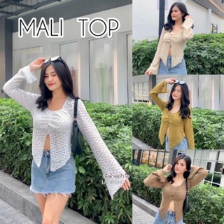 MALI TOP เสื้อเเขนยาวทรงหัวใจ ลายฉลุหัวใจผ้าเกาหลี น่ารักมากค่า