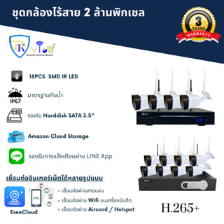 DKView ชุดกล้องวงจรปิดไร้สาย H.265+ 2 ล้านพิกเซล 4CH/8CH