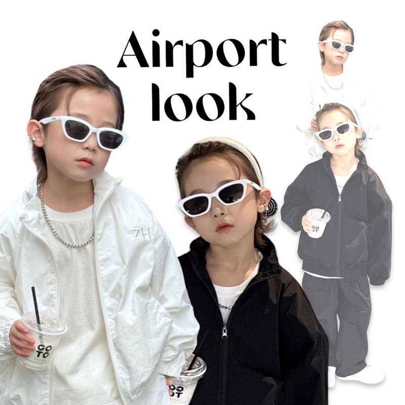 AIRPORT LOOK COLLECTION ชุดลุคเดินทาง เสื้อแขนยาว + กางเกง #ชุดขึ้นเครื่องเด็ก #ลองจอน #Airportlook