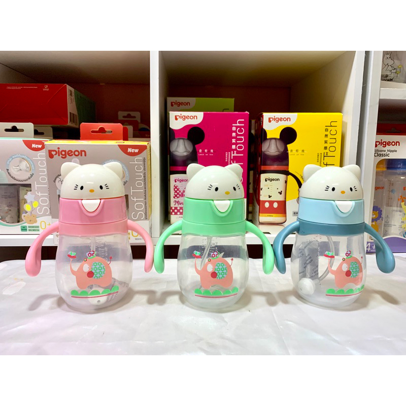 แก้วหัดดื่มกันกระแทกลายแมวCat (งานกล่อง)ฝาหลอดเด้งและกันสำลัก