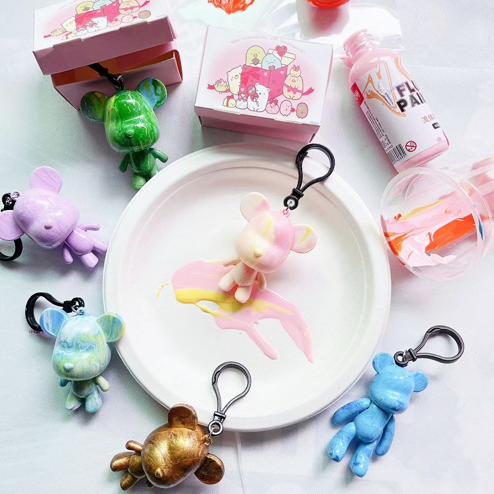 ส่งสีและเครื่องมือ จี้ทําด้วยมือ หมี DIY หมีรุนแรงพวงกุญแจ จี้หมี ขนาดมินิ แฮนด์เมด ของเล่นสําหรับแม่ และลูก(720)