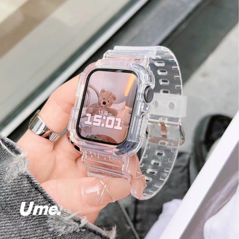 สาย+เคส สําหรับวอช 8 7 6 5 4 3 ขนาด 38/40/41 ขนาด 42/44/45 ใช้กับ smart watch ได้ พร้อมส่ง 4สี ice