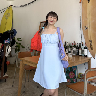 [พร้อมส่ง] Mimi dress *แบบสั้น* เดรสสายเดี่ยวจับจีบย่นหน้า