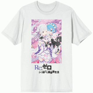 Re_Zero - เสื้อยืด Rem &amp; Emilia Sakura เสื้อผ้าคู่รักชายหญิง