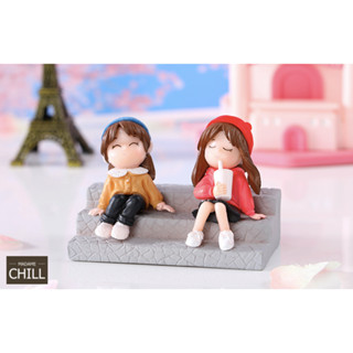 [MC275] ตุ๊กตุ่นจิ๋ว คู่เพื่อนสาว นั่งเม้าส์มอย 🧑🏻‍❤️‍🧑🏼 (1 เซต ราคา 59 บาท)