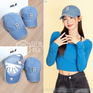 แท้ 💯 MLB Monogram/ Checker Board Denim Jeans Cap NY/ B หมวกแก๊ปยีนส์ สีกรม สีดำ สียีนส์อ่อน