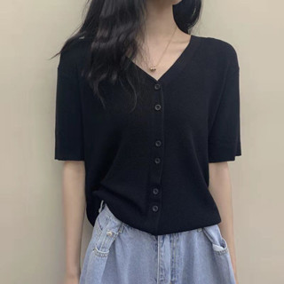 ❤สีสวยมากๆ❤เสื้อไหมพรมคอปกกระดุมหน้า เสื้อยืด เสื้อแฟชั่นผญ ผ้าถัก ทรงหลวม สีพื้น สําหรับผู้หญิง ผ้านิ่มใส่สบายมาก