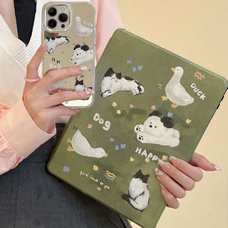 เคสiPadหมุน 360° Happy Puppy แผ่นหลังอะครีลิ Gen10 Gen9 2021 เคสไอแพด2020 Air5 10.9,11pro Case ไอแพด ใส่ปากกาได Air 4