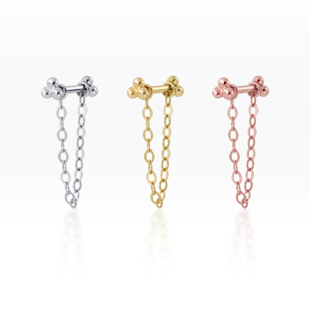 Piercingroom by Jay Trinity Ball chain Bar Hoop ห่วงโช่บอล เงินแท้ (ราคาต่อชิ้น)