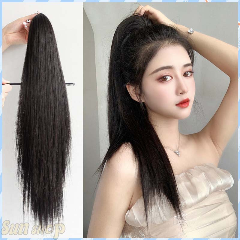 🍓หางม้าตรงสวย ชิ้นหนา (คุณภาพดี) พร้อมส่ง วิกผมหางม้า ไหมทนความร้อน วิกแฮร์พีซ เกรดพรีเมี่ยม 45/55/65CM ผมปลอม