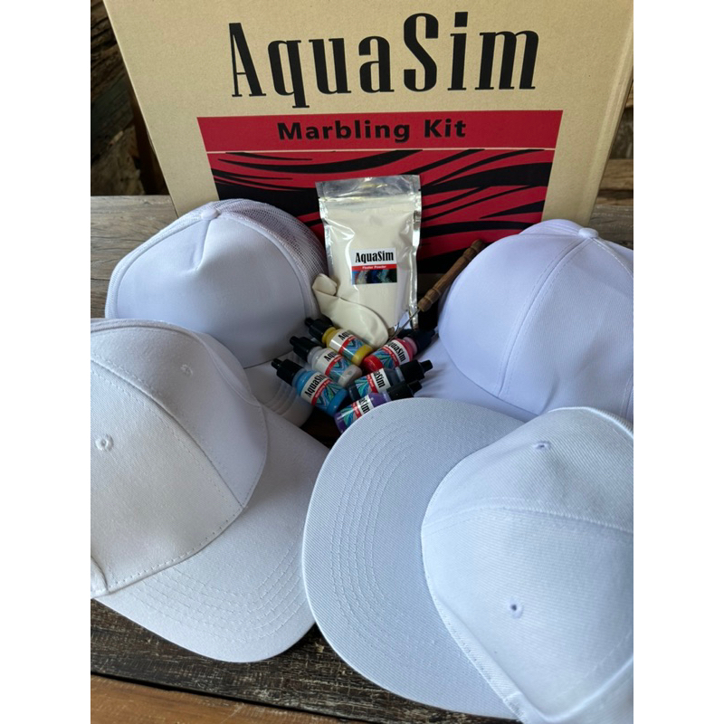 ชุด marbling cap kit AquaSim ชุดสำหรับพิมพ์หมวกด้วยเทคนิค marbling art ศิลปะบนผิวน้ำ อุปกรณ์ครบจบในชุด - รูปที่ 2