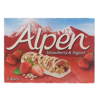 Alpen strawberry &amp; yogurt 5 bars per pack ธัญพืชผสมสตรอเบอรี่และโยเกิร์ต made in UK ขนาด 145g